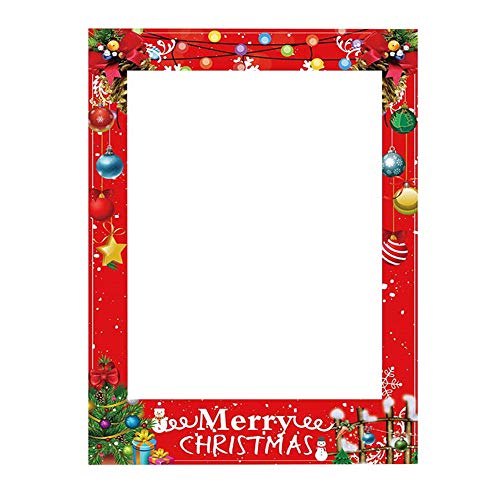 Soochat Christmas Photo Booth Props Frame Christmas Party Photo Booth Props Supplies with Photo Frame - Xmas/Winter/Holiday New Year Decorations