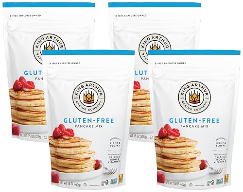 Image of King Arthur Gluten-Free Pancake Mix, Certified Gluten-Free, Non-GMO Project Verified, Certified Kosher, 15 Oz (Pack of 4)