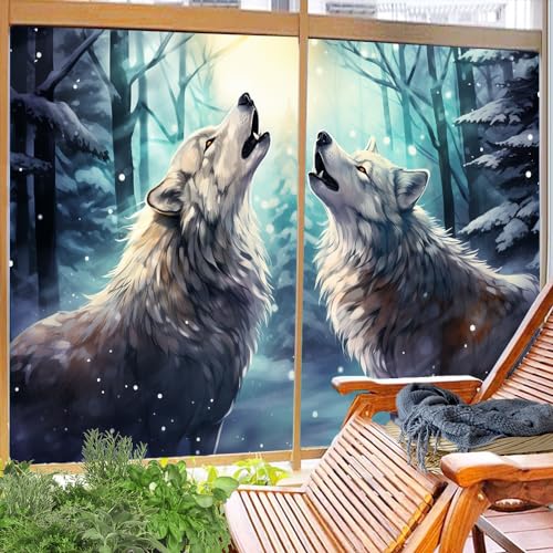 Película adhesiva de ventana privacidad lobos bosque 17.7x23.6 pulg x2 pcs miniatura 6