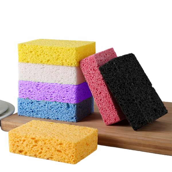 Image of 12 - Pack Non-Scratch Scrub Sponges - Sponges for Dishes and Washing Dishes, Cleaning Sponges for Kitchen Home Bathroom Cars, Funny Cut-Outs DIY for Kids (Purple