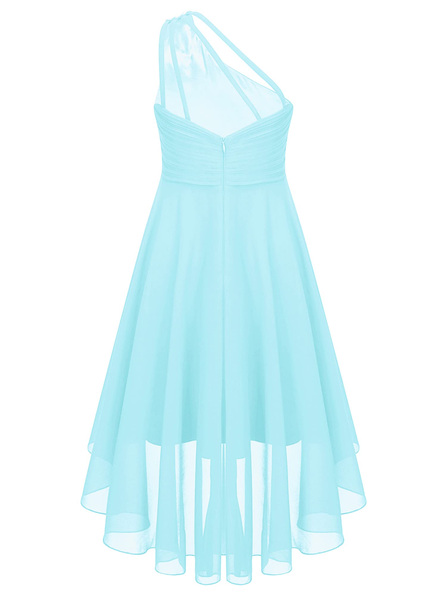 IEFIEL Robe de Mariage d'honneur Enfant Fille Une Épaule Robe de Princesse Cérémonie Plissée Robes Bustier Soirée Cocktail A Volante Dos Nu
