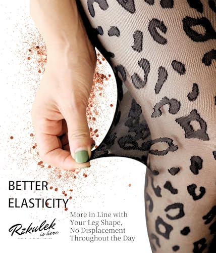 Image of Rzkulek Women's Sexy Animal Prints Sheer Tights Black Pattern Pantyhose Dating Silk Stockings Leopard Print (One Size, Leopard Print)