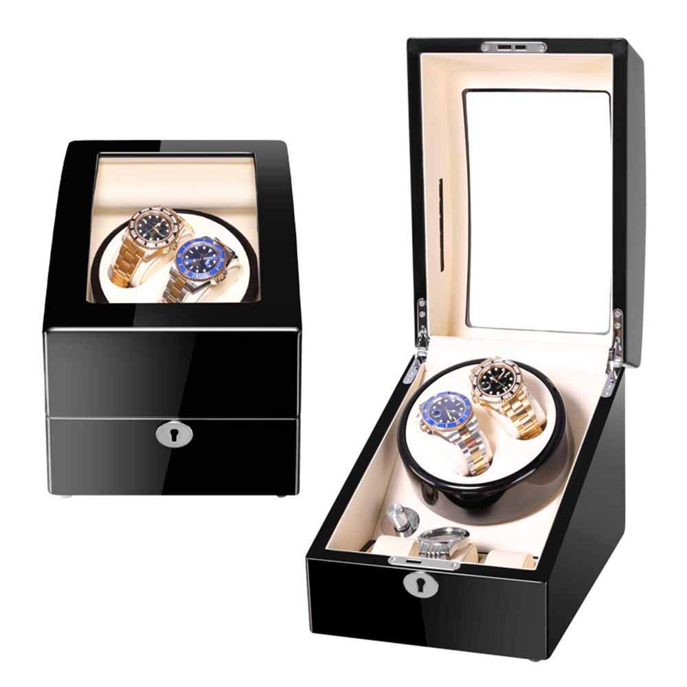 YNIYUJKL Watch Winders Automatic Watch Winders Box With Leather Pillows Quiet Motor 5 Rotation Modes Wooden Automatic Winding Electric Motor Watch Winder Storage Display,B-A