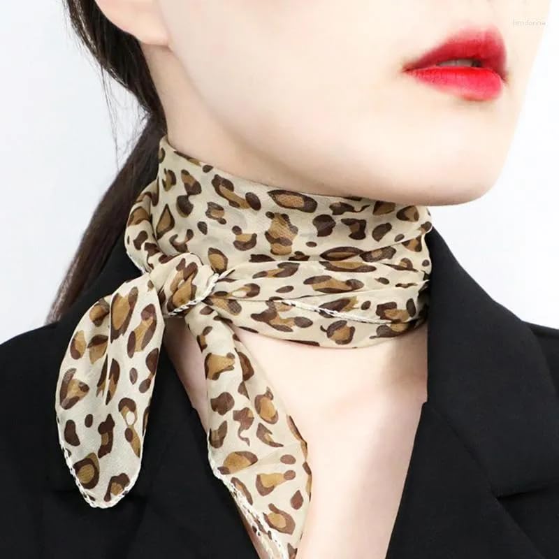 Chiffon-Leopard-Scarf for Womens Square-Handkerchief - Fashion Lightweight Neck Scarf(27 * 27'')4