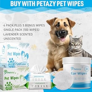 Dog ear wipes for dog | unscented dog ear cleaner for dogs | remove dirt wax itch odor | natural cleaning puppy ear wipes | soothing ear wipes for pets cat | organic ingredients | 125 xl pcs   cucciolini doodles