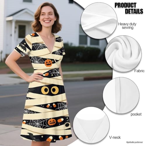 Image of Women's Summer Dresses Short Sleeve Formal Dresses with Pockets