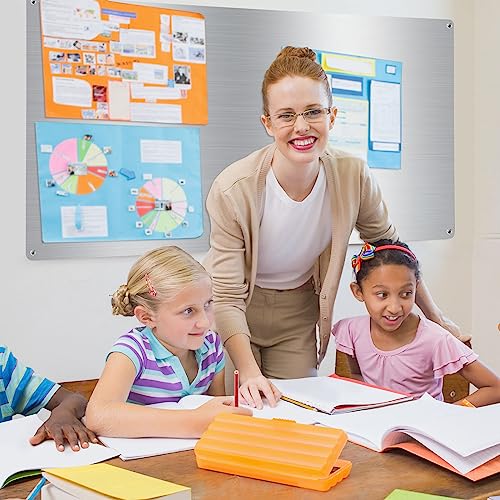 Therwen THERWEN-MAGNETIC-1044 2 Pieces 30 X 14 Inches Magnetic Wall Board Wet Erase Magnet Bulletin Board Easy To Install Stainless Steel Magnet Board thumb #4