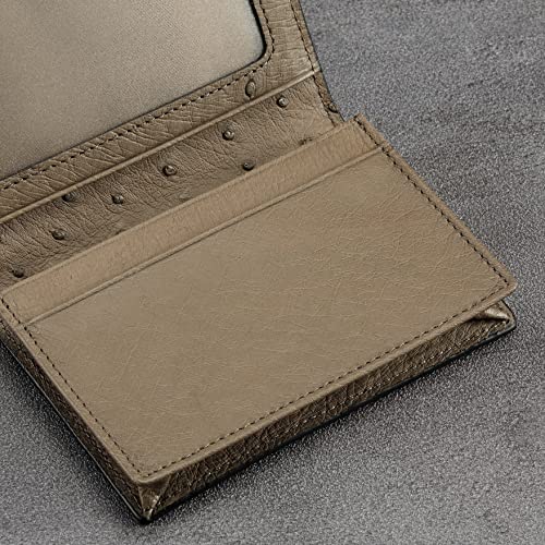 Image of HISCOW Full Grain Leather Business Card Holder Case | Minimalist EDC wallet, gusset holds 25 cards, ID window, fits folded bills, bifold profile, premium gifts for men & women
