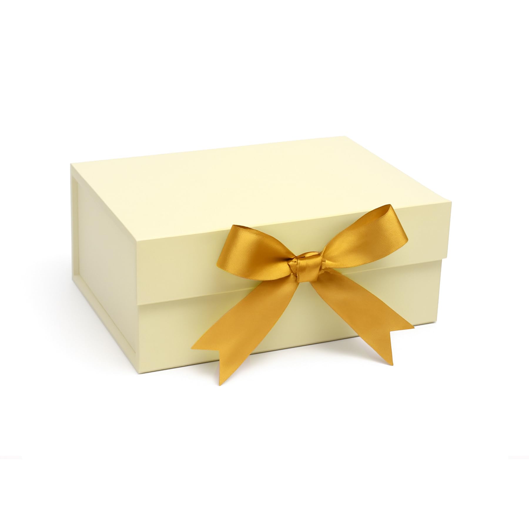Boxotica Cream Small Gift Box – Foldable Rigid Hamper with Ribbon & Greeting Card | 23.5×17×10 cm Reusable Keepsake Box for Jewelry, Chocolates, Weddings, Birthdays, Bridesmaid Proposals