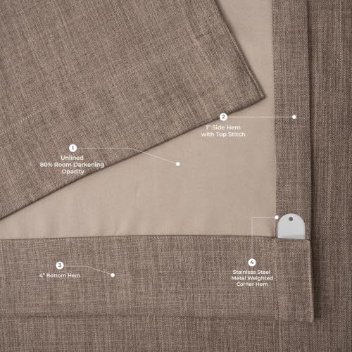 Image of HPD Half Price Drapes - Grommet Faux Linen Curtains for Living Room (1 Panel) - 50W X 120L - Textured Room Darkening Curtains for Bedroom 120 Inches Long - Drapes for Home Decor, Dutch Cocoa