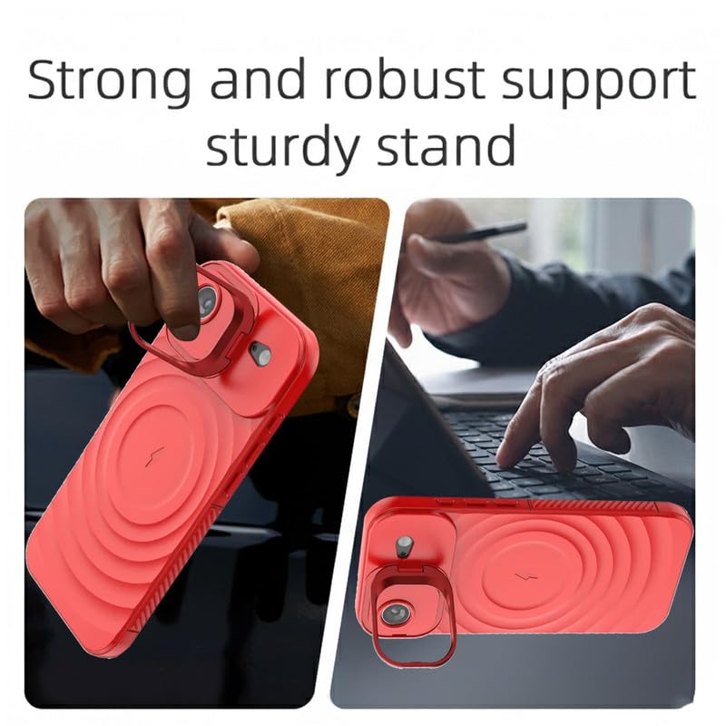 Image of LuxuryKase Shockproof Case for iPhone Air | Ripple Pattern | Camera Protection | Inner Velvet Fabric Lining | Protective Cover with Enhanced Grip & Wireless Charging Support - Red