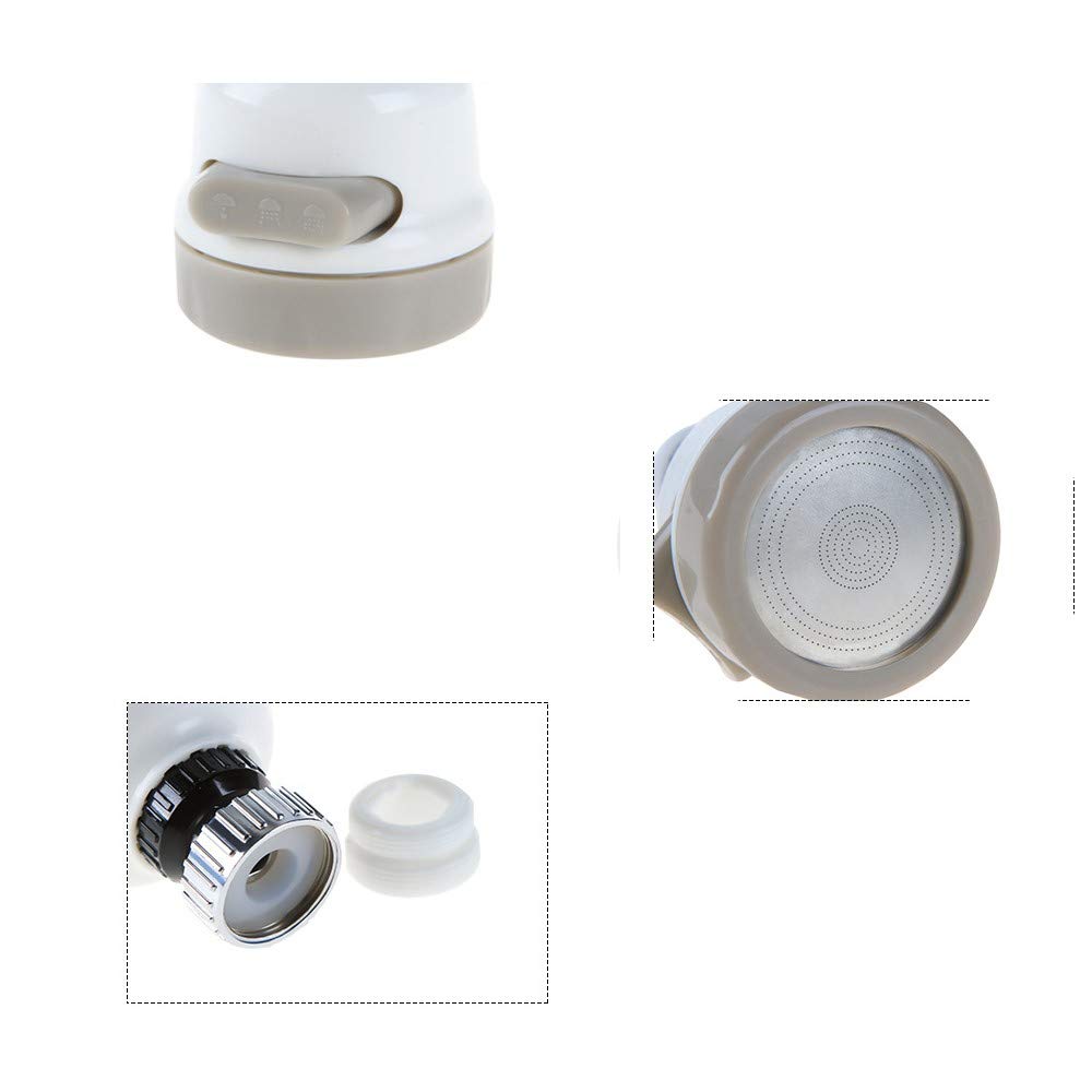 Rociador de Grifo, Filtro aireador con Boquilla antisalpicaduras Que Ahorra Agua, potenciador de Grifo Giratorio de 360 Grados, Tres velocidades Ajustables, difusor para
