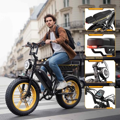 Image of TST Electric Bike for Adults, 1500W Peak Motor 60 Miles Fat Tire Ebike with 48V 15Ah Removable Battery 20 inch Fat Tire Electric Bike, Dual Suspension