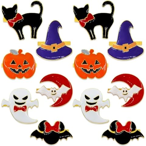 Halloween Thanksgiving Day Napkin Rings, Set of 12 Colorful Halloween Elements Napkin Rings Holders Metal Serviette Rings for Halloween Holiday Dinner Party Home Table Dinning Setting Decorations Cover