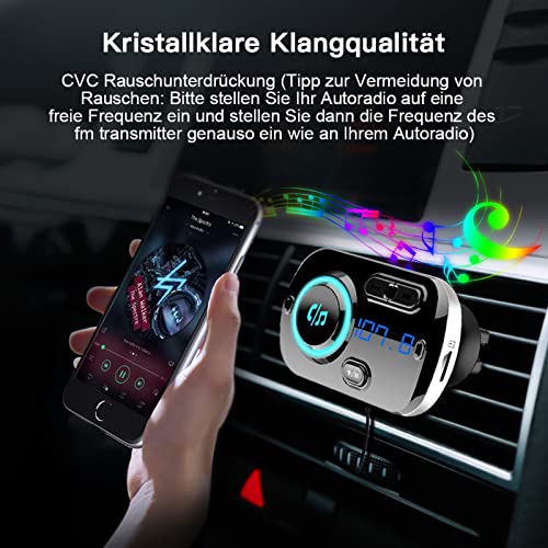 Bluetooth 5.3 FM Transmitter, SONRU Bluetooth Adapter Auto mit Freisprechanlage, [30W PD & 18W...