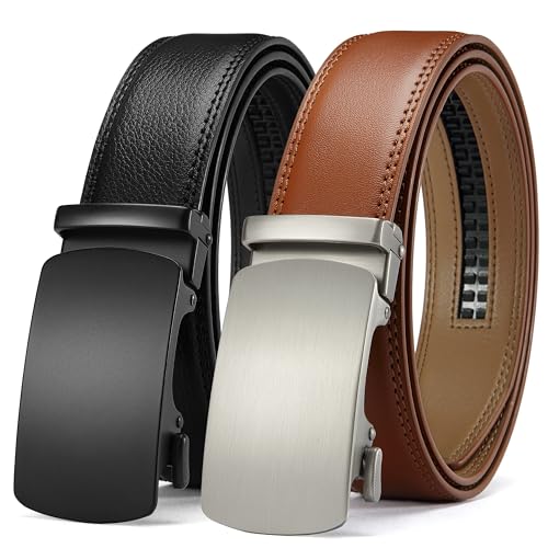 Image of CHAOREN Leather Ratchet Belt Men 2 Pack - Customizable Fit, Effortless Style (35mm)