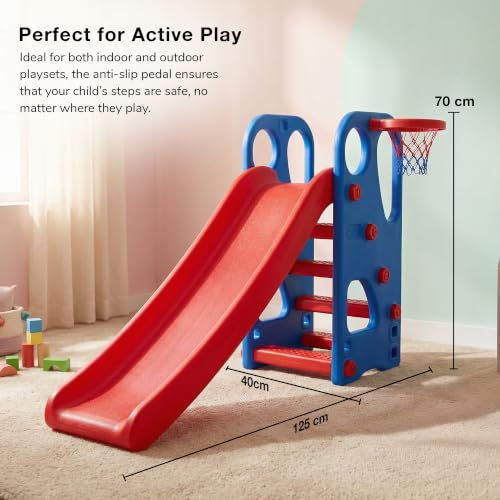 Baybee Garden Baby Slide for Kids with Basketball Hoop, Red - Image 7