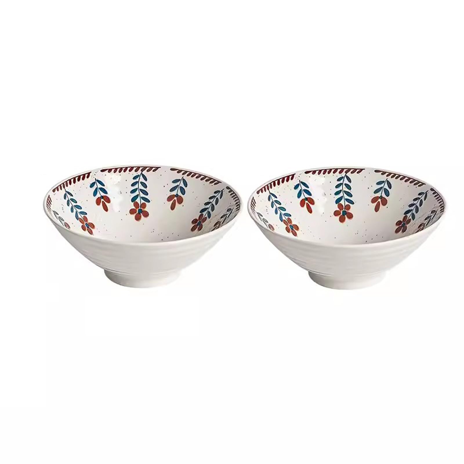 WOTZOV Salad Bowls 2 Pcs Ceramic Noodle Bowl Home Lamian Noodles Bowl Vintage 8-Inch Large Noodles In Soup Bowl Large Bowl Soup Bowl Bamboo Hat Bowl Ceramic