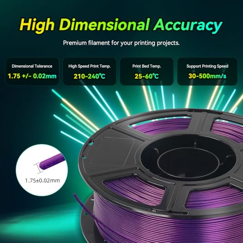 Image of FLASHFORGE Xmas Series Rapid PLA Filament Aurora Purple, High Flow Speedy 3D Printer Filament Max 500mm /s High-Speed Printing, Radiated Unparalleled Brilliance, Twinkling and Ultra-Smooth Finish