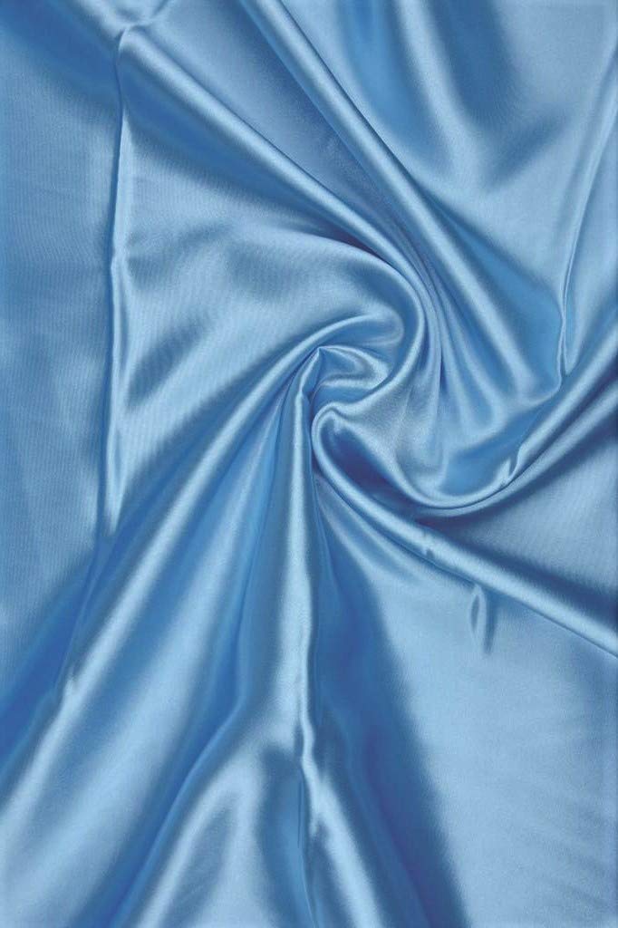 GORGEOUS SILKY SATIN FABRIC, DRESSMAKING, WEDDING, PROM - BABY BLUE- PER METRE