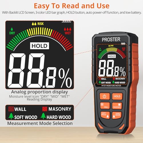 Proster PST-PST252 Moisture Meter - Pinless And Non Destructive Wood Moisture Meter thumb #1