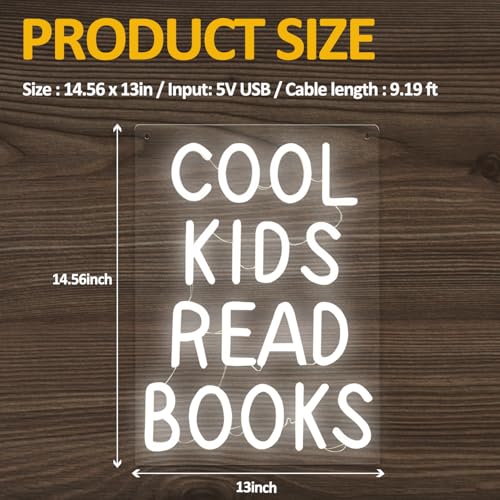 Image of Cool Kids Read Books Neon Sign for Classroom Wall Decor, Light Up Neon Signs for Kids Read Corner Decor Library Bedroom