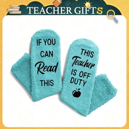 Image of HAPPYPOP Teacher Appreciation Gifts Ideas - Thank You Cool Gifts for Teacher, Funny Fuzzy Socks for Women Men