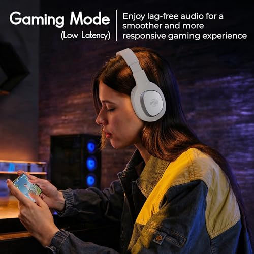 Image of Zebronics Thunder Neo (2026 Upgrade) Wireless Headphone, BT v6.0, True 50hrs Playback, 40mm Driver, ENC, Rapid Charge, Gaming Mode, Dual Pairing, 3 EQ Modes, AUX, Voice Assistant (Silver)