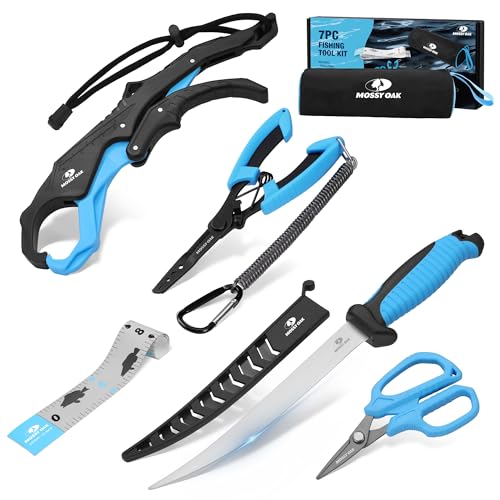 Image of Mossy Oak Fishing Tools Kit- Fishing Plier, Fish Lip Gripper, Multifunctional Fishing Hook Remover with Lanyards Sheath, Saltwater Resistant Fishing Accessories & Equipment, Fishing Gifts for Men