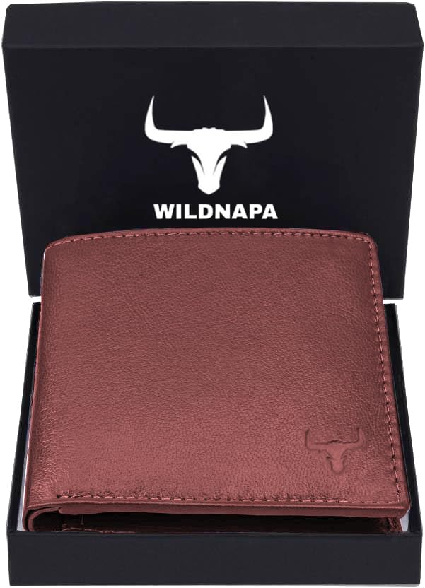 Image of WILD NAPA RFID Protected Brown Genuine Leather Wallets for Men (Brown)