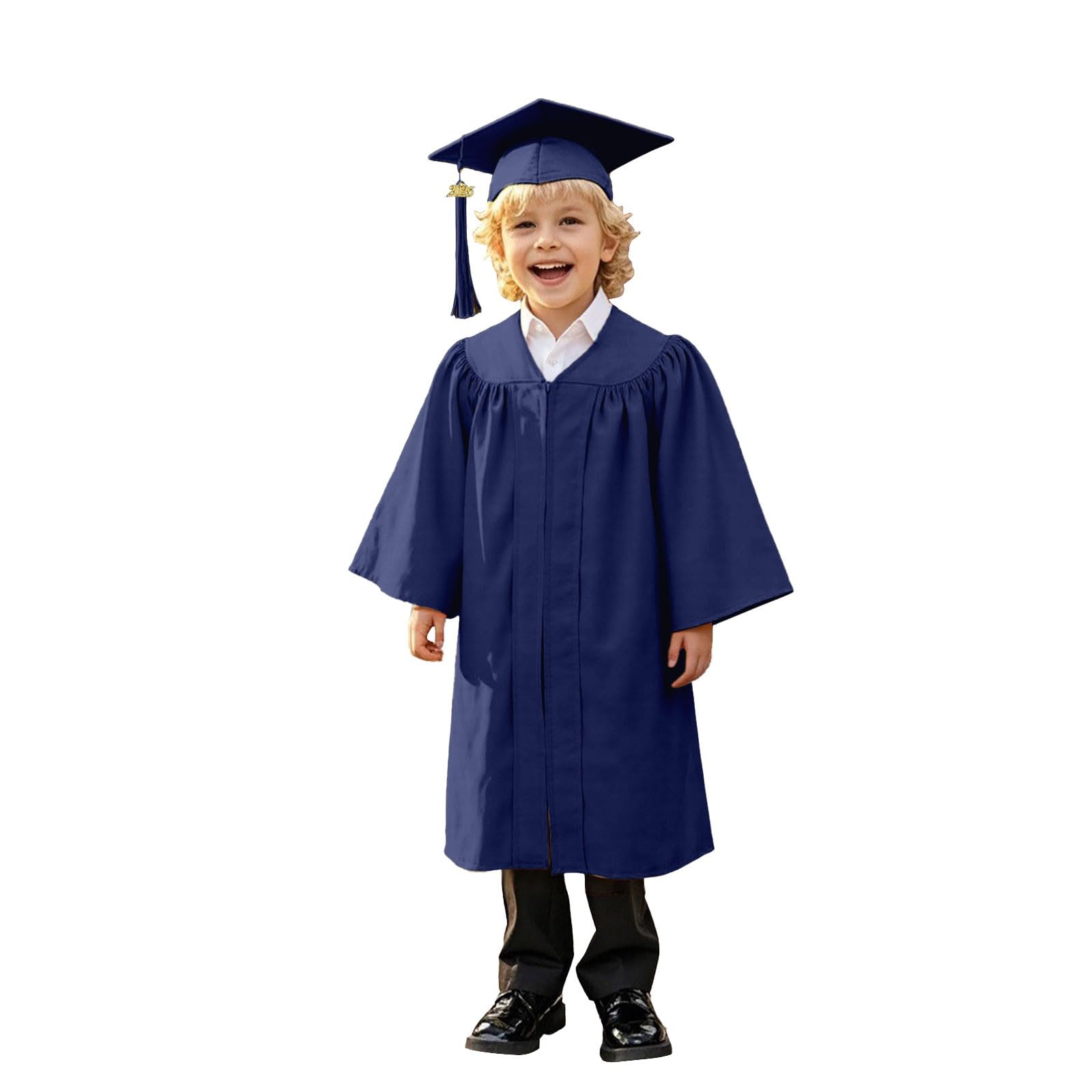 Kindergarten 2025 Graduation Cap and Gown Tassel Sets with Charm 2PCS Graduations Stoles for Kids Grad Party Clothes