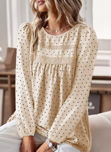 Image of Falechay Womens Tops Flowy Boho Dressy Casual Lace Cute Long Sleeve Shirts