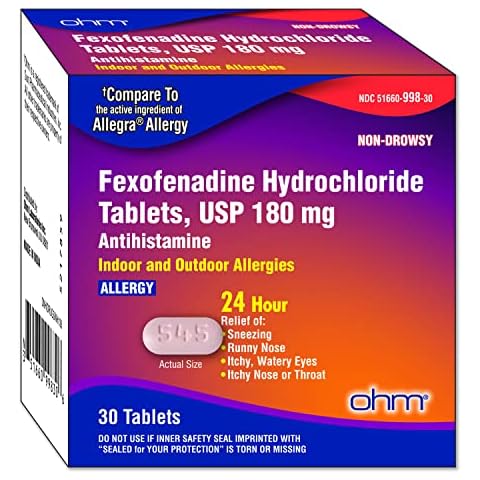 Ohm Non-Drowsy Fexofenadine Antihistamine Indoor Outdoor Allergy Relief Tablets 30ct Cover