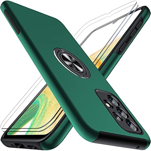 AOUIA Case for Samsung A33 5g with Screen Protector [2PCS], Case with 360° Ring Kickstand Mobile Phone Case Multi-layer Protective Shockproof Cover for Samsung A33 5g [TPU + PC],green Cover