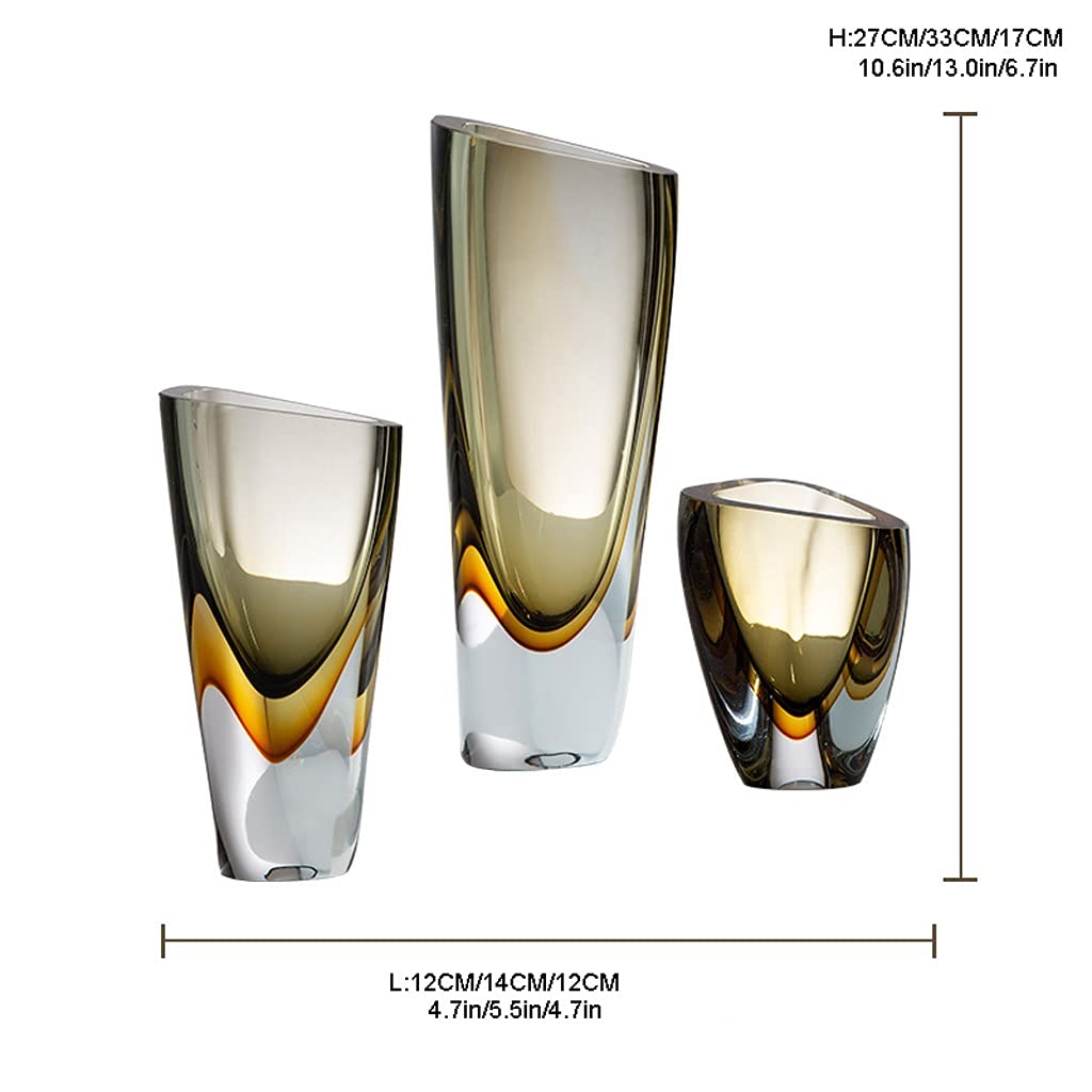 BLuVLy Amber Glow: nowoczesny, lekki, luksusowy zestaw wazonów do dekoracji kwiatowych w pomieszczeniach mieszkalnych i jadalnych