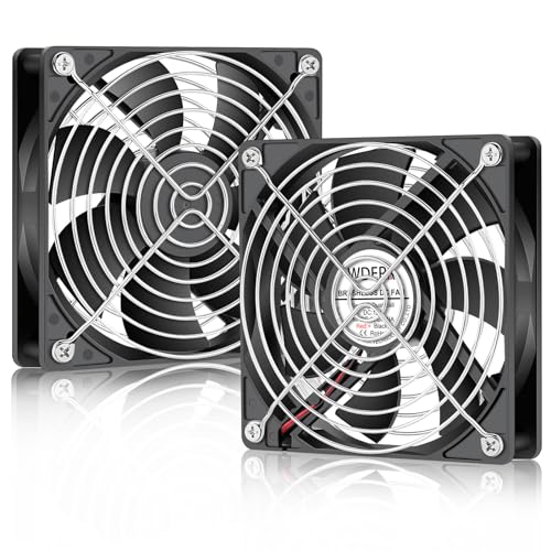 WDERAIR 120mm x 25mm 12V DC Computer Brushless 2Pin PC Case Cooling Fan 2-Pack Dual Ball Bearing for DIY RV Fridge Electronics Ventilation Exhaust Projects