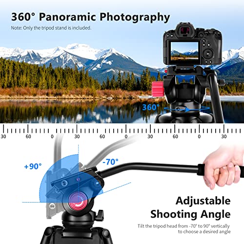 Neewer 200cm Trépied Vidéo,Trépied en Alliage d'Aluminium Robuste avec Tête de Glissement Fluide à 360°,Plaque QR Compatible avec Canon Nikon Sony et Autres Caméscopes DSLR,Charge Jusqu'à 8KG - Image 7