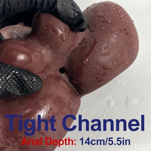 Image of Male Dildo Torso Sex Doll with Small Base for Women Masturbation, 6.3IN Long Flexible TPE Dildo Toy for Gay Men Bottom, Female Masturbator for Anal Vagina, Black Unisex Adult Toy for Solo Couple Play