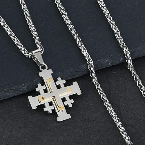 COTTVOTT Stainless Steel Jerusalem Crusaders Cross Pendant Necklaces Women Men Medieval Jewelry2