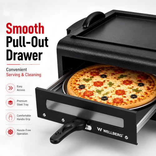 Image of Wellberg 2200W 3-in-1 Electric BBQ Grill & Tandoor Oven | 16 Inch Multipurpose Electric Tandoor | Stainless Steel Heating Element | Suitable for Pizza, Paneer Tikka, Naan, Roti & Roasting