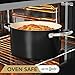 MICHELANGELO Stock Pot with Lid, 6 Quart Cooking Pot with Ceramic Coating, Nonstick Ceramic Soup Pot with Lid, Induction Compatible - 6QT Stockpot, Black