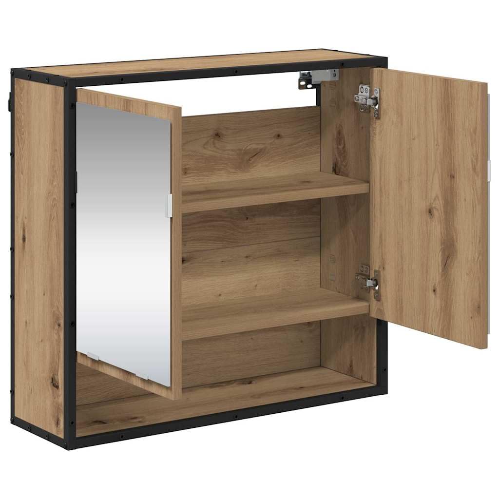 Mensola da parete con specchio e ante in rovere Artisan, 65 x 20