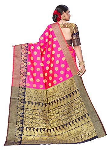 Image of AKHILAM Women's Kanjivaram banarasi silk Woven Design Saree With Unstitched Blouse Piece Saree With Un-Stiched Blouse