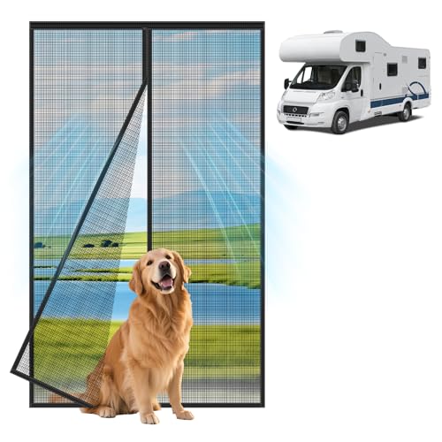 CCBASEBALL Magnetic RV Screen Door Curtain 33 x 80 RV Door Mosquito Net Screen Tear-Resistant Camper Screen Door Mesh Bug Screen for Motorhome Travel Trailers Camper