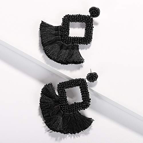 Beaded Tassel Earrings For Women Square Statement Earrings Handmade Boho Earrings For Women Gift #TOP3