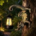 REYISO Solar Dragon Tree Hugger Statue Wall Decor - Whimsical Garden Statue with Solar Lantern, Outdoor&Yard Decor, Fantasy Dragon Figurine for Trees, Walls, or Fences - Unique Gifts for Women & Men