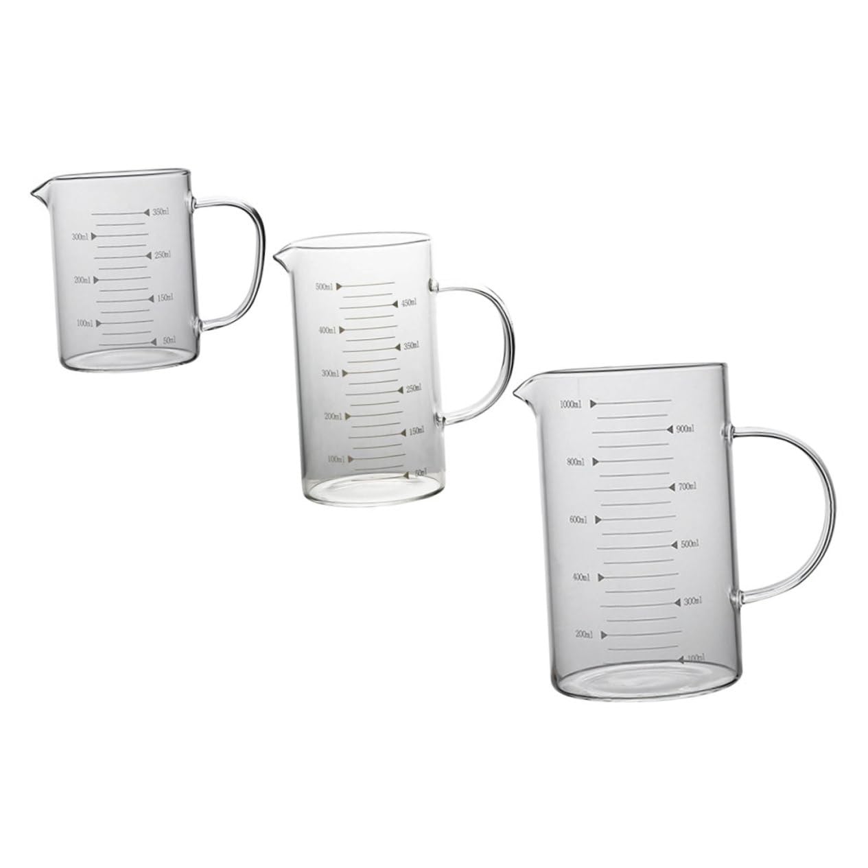 Alipis 3piezas Taza Medidora de Vidrio de Gran Capacidad para Cocina Jarra Medidora para Medir Ingredientes el Hogar