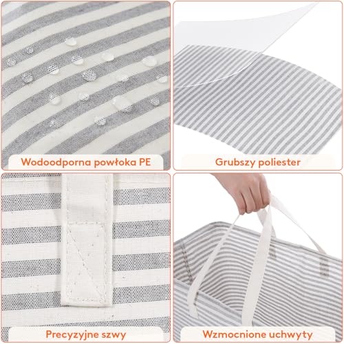 Lifewit Kosz na Pranie z Uchwytem, Duży Składany Wodoodporny Kosze Brudna Ubrania, Laundry Basket do Odzież, Sypialnia, Szary, 100L, 2 Paczki