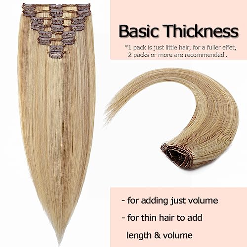 Elailite Hair Extensions Clip in Real Human Hair 8 Pcs Remy Natural Hair Full Head Straight - Image 4