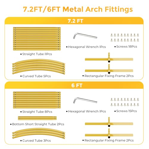 Metal Arch Backdrop Stand, 7.2FT+6FT Wedding Arch Frame, Gold Wedding Arch Backdrop Stand Set of 2, Balloon Arch Backdrop for Wedding Birthday Party Baby Shower Graduation Ceremony Decor - Image 7